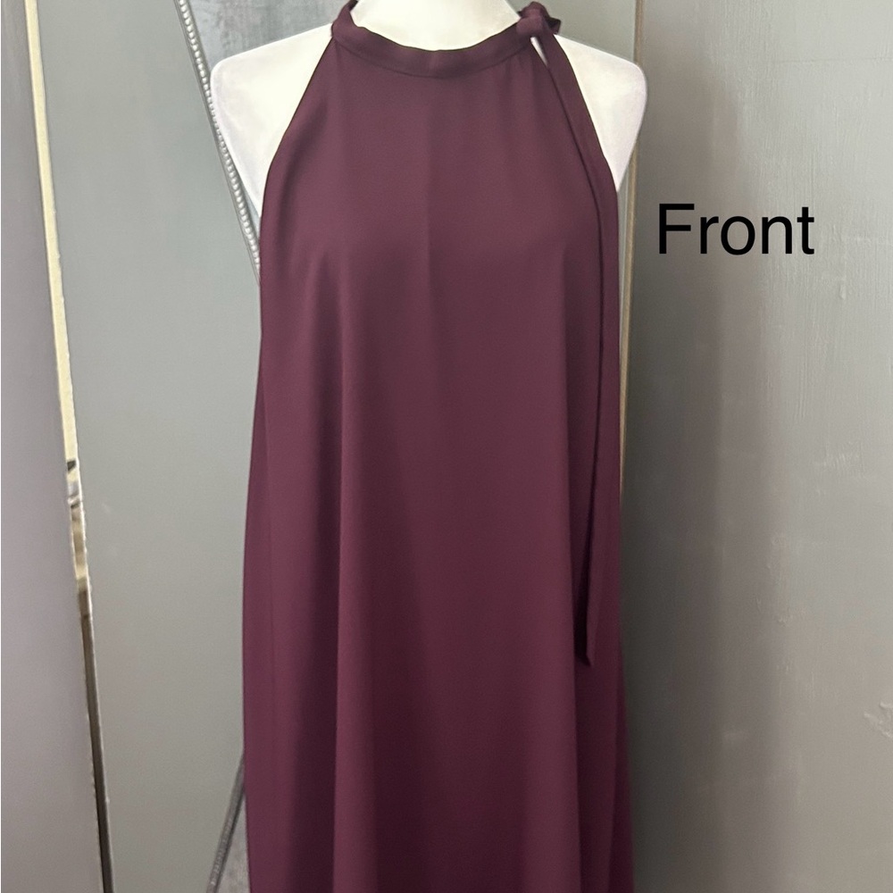 Ann Taylor Loft Burgundy dress Flowing dressy Shoulder baring XL EUC